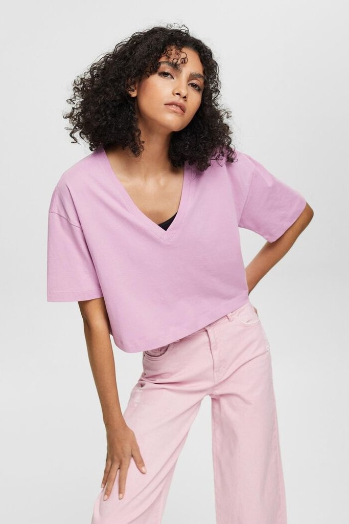 Esprit V-Neck Half Sleeve Crop Tee