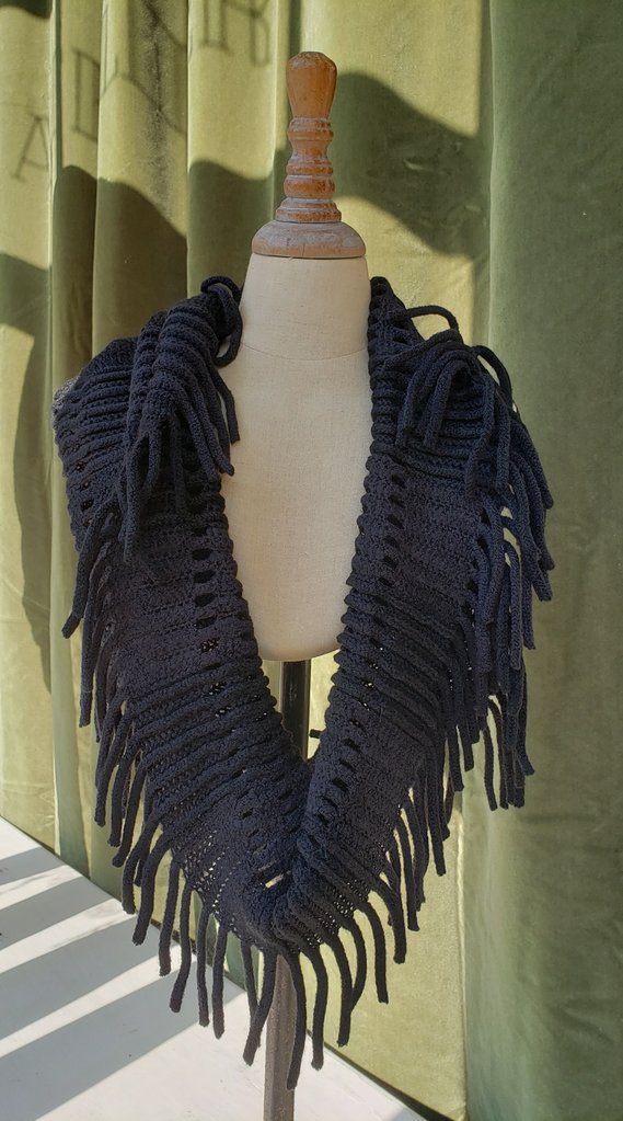 Chic Addition Crochet Tasseled Infinity Scarf