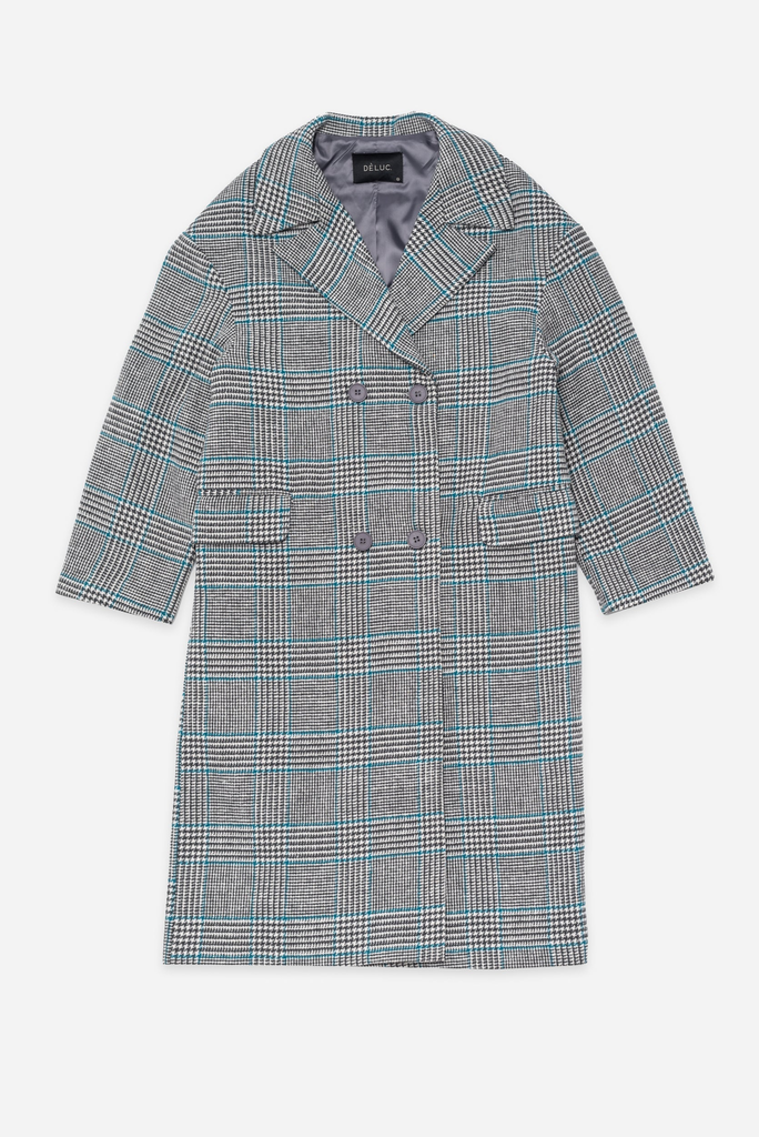 Deluc Houndstooth Check Double Breasted Oversize Coat
