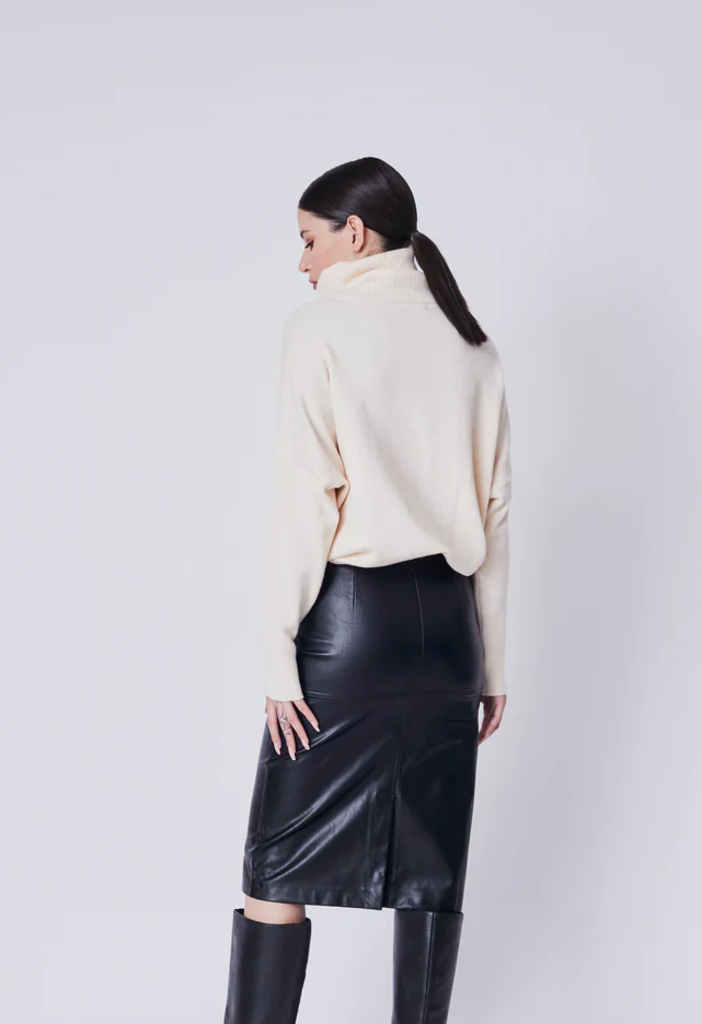 Deluc Faux Leather Panelled Midi Skirt