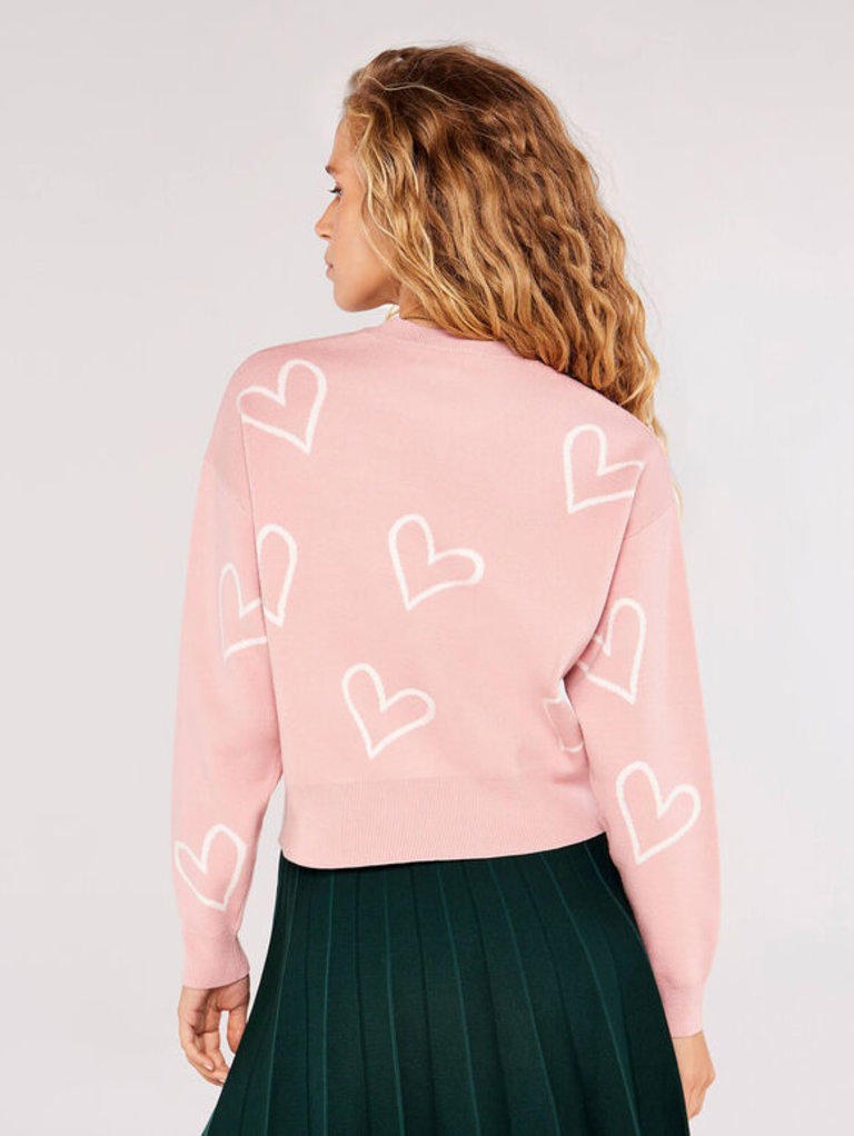 Apricot Scattered Heart Sweater