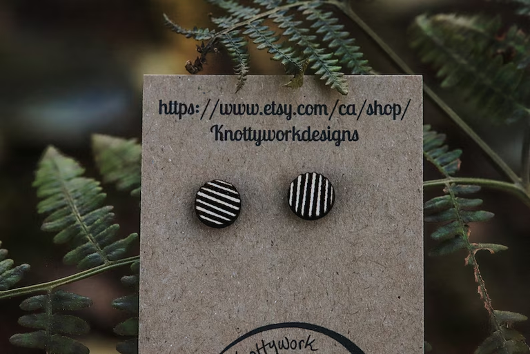 Knottywork Designs Knottywork Wooden Stud Circle Stripe