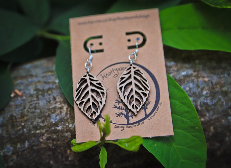 Knottywork Designs Knottywork Wooden Dangle Cut Out Leaf