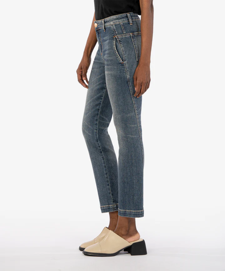 Kut Reese High Rise Ankle Slim Straight with Slanted Pockets