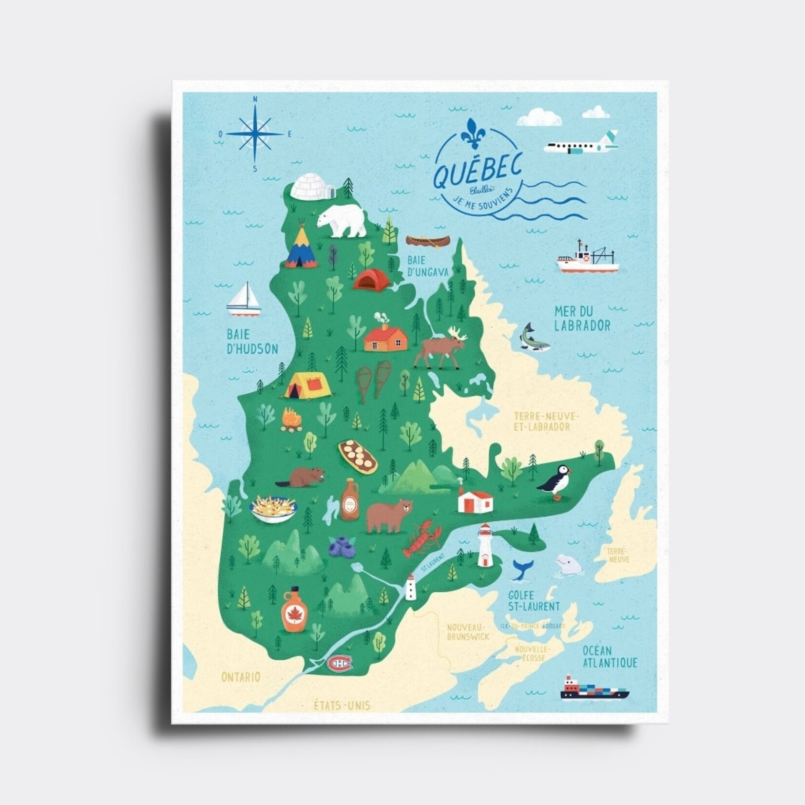 Postcard - Québec Map