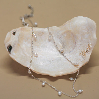 Collier perles pendantes - Argent