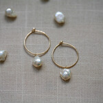 Boucles d'oreilles petits anneaux perle - Or