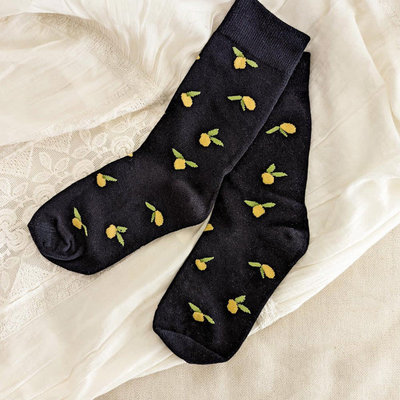 Mimi - Auguste Black Lemon Socks