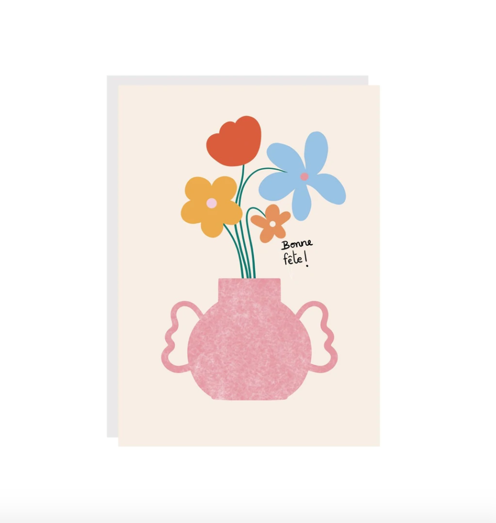 Citron Miel Greeting Card - Bonne fête with vase