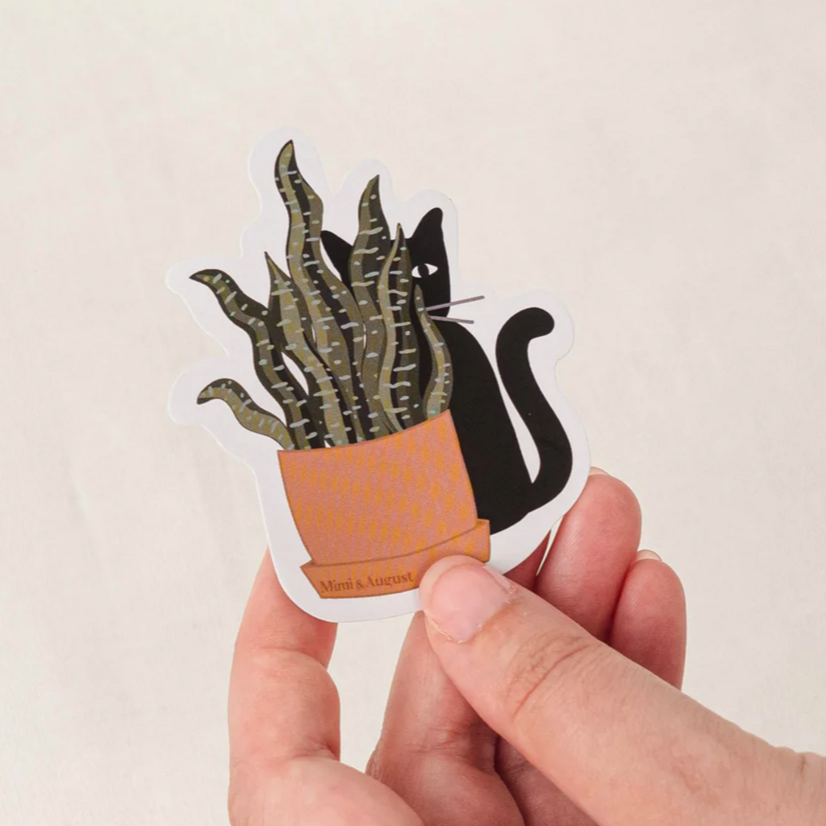 Cat and plant - Mimi Sticker