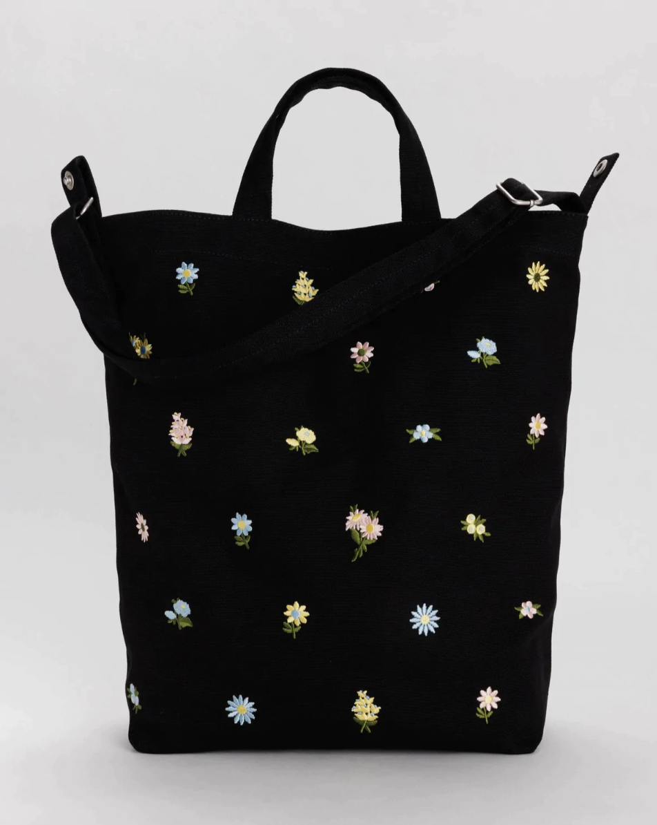 Baggu Embroidered Floral Black bag
