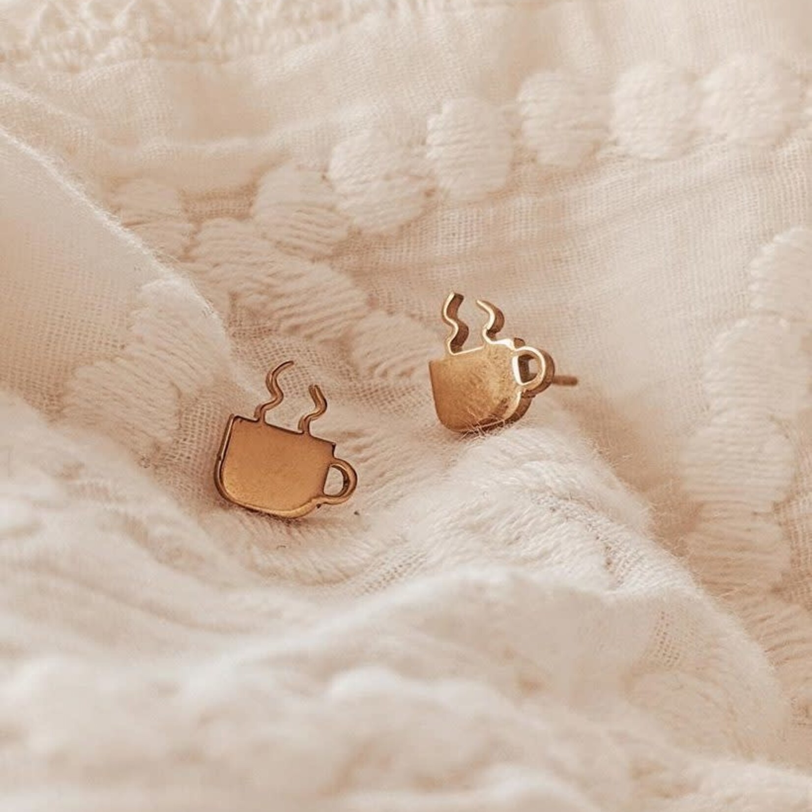 Boucles d'oreilles -  Tasse de Café or
