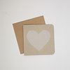 Greeting Card -  White heart on kraft