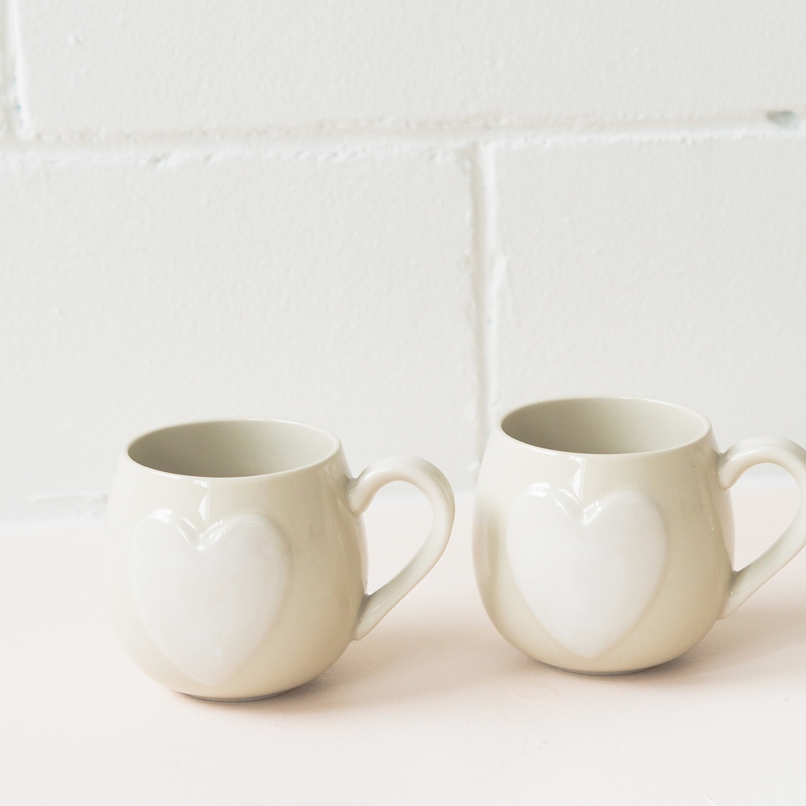 Large Cream Heart Mug