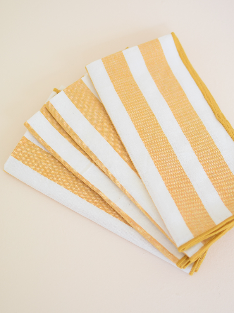 Danica Set of 4 striped towels - Ochre
