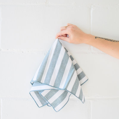 Set of 4 striped towels - Lagoon