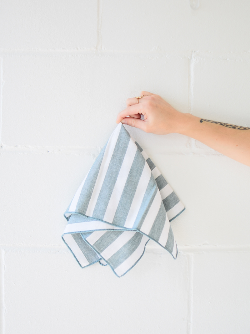 Set of 4 striped towels - Lagoon