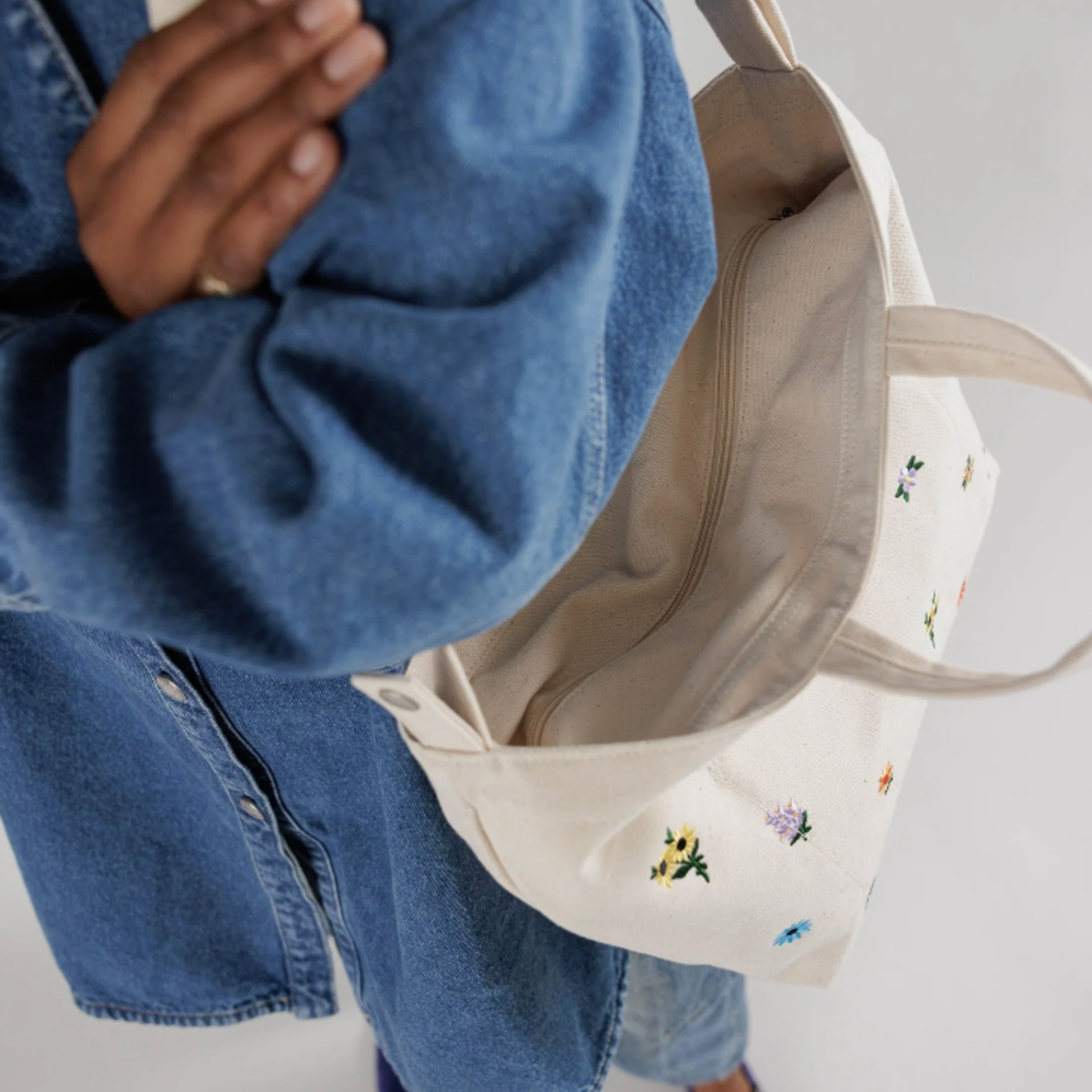 Sac Horizontal Duck Zip Broderies Florales