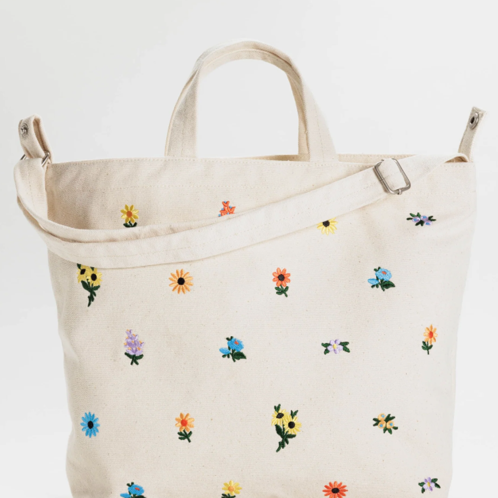 Horizontal Zip Bag Floral Embroidery