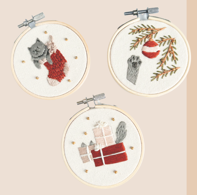 Ornaments Embroidery Kit - Charlie the Curious Trio