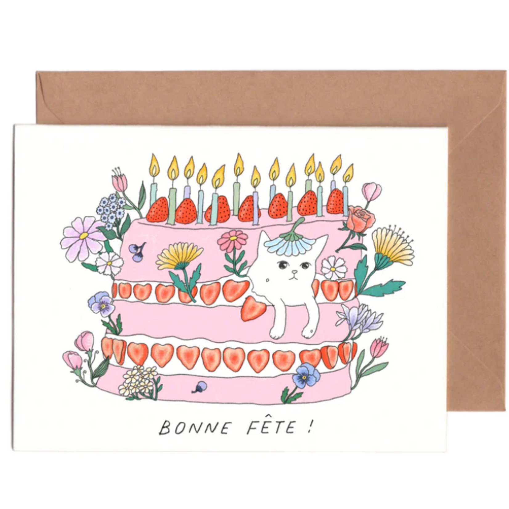Greeting card - Chat gâteau