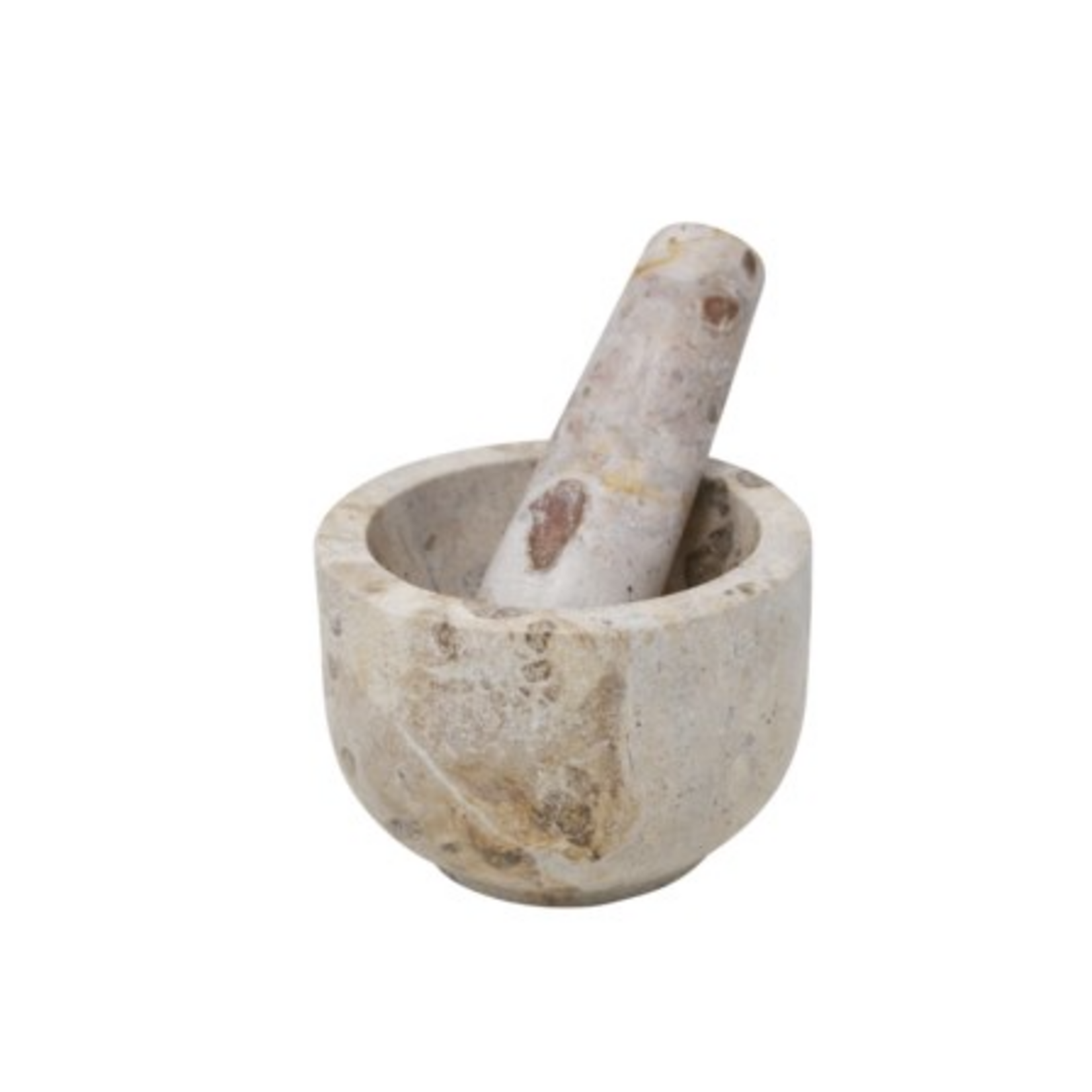 Mortar and pestle in beige marble