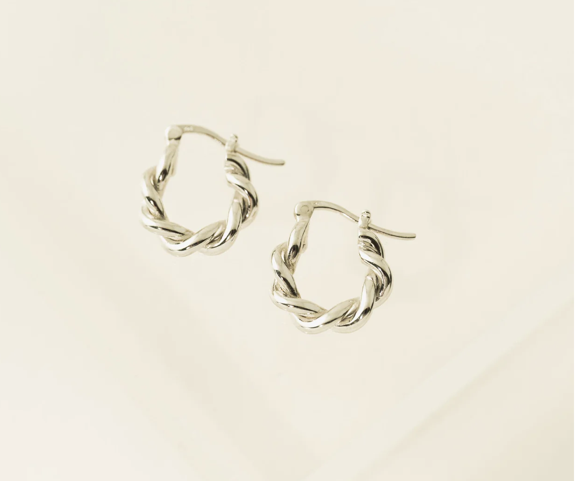 Twisted silver ring earrings