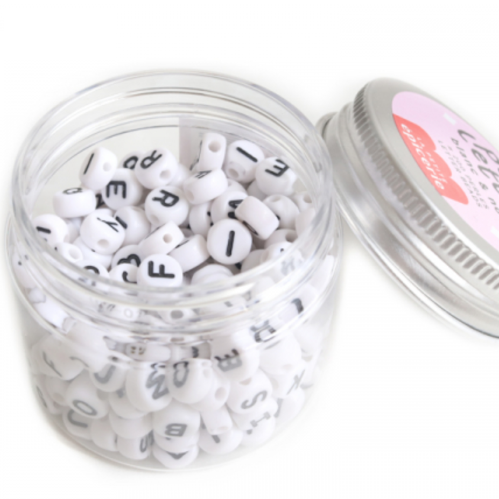 Pot perles lettres - Noir et blanc