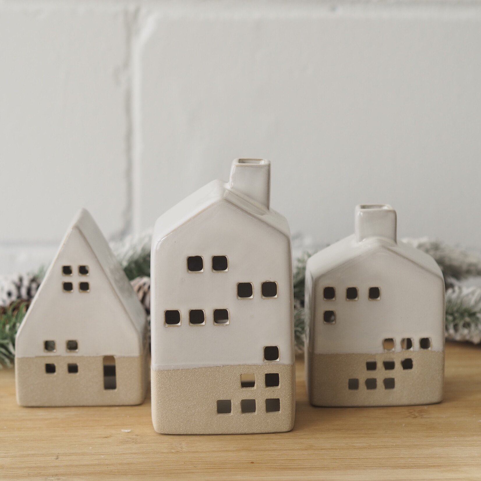 Photophore Maison Bi-matière