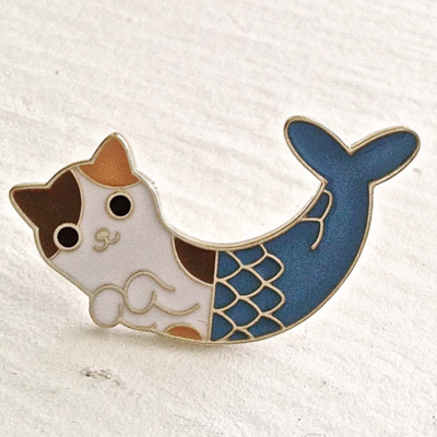 Pika & Bear Mermaid cat pin