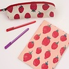 Strawberry notebook and pencil case