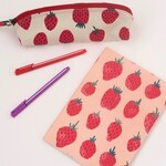 Strawberry notebook and pencil case