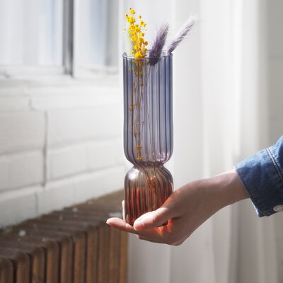 Purple amber curved vase