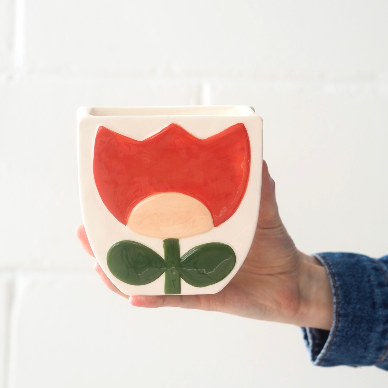 Vase tulipe rouge