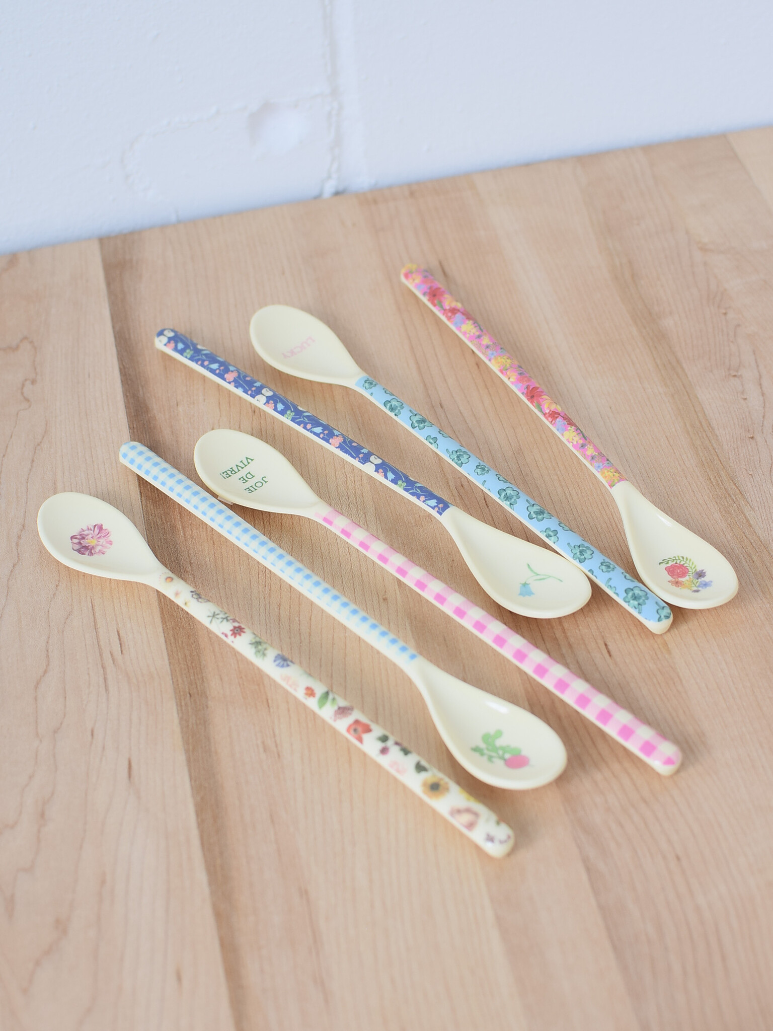 Lot De 6 Cuillères à Café Courtes En Mélamine - Couleurs Assorties - Sans BPA - Lavables Au Lave-vaisselle