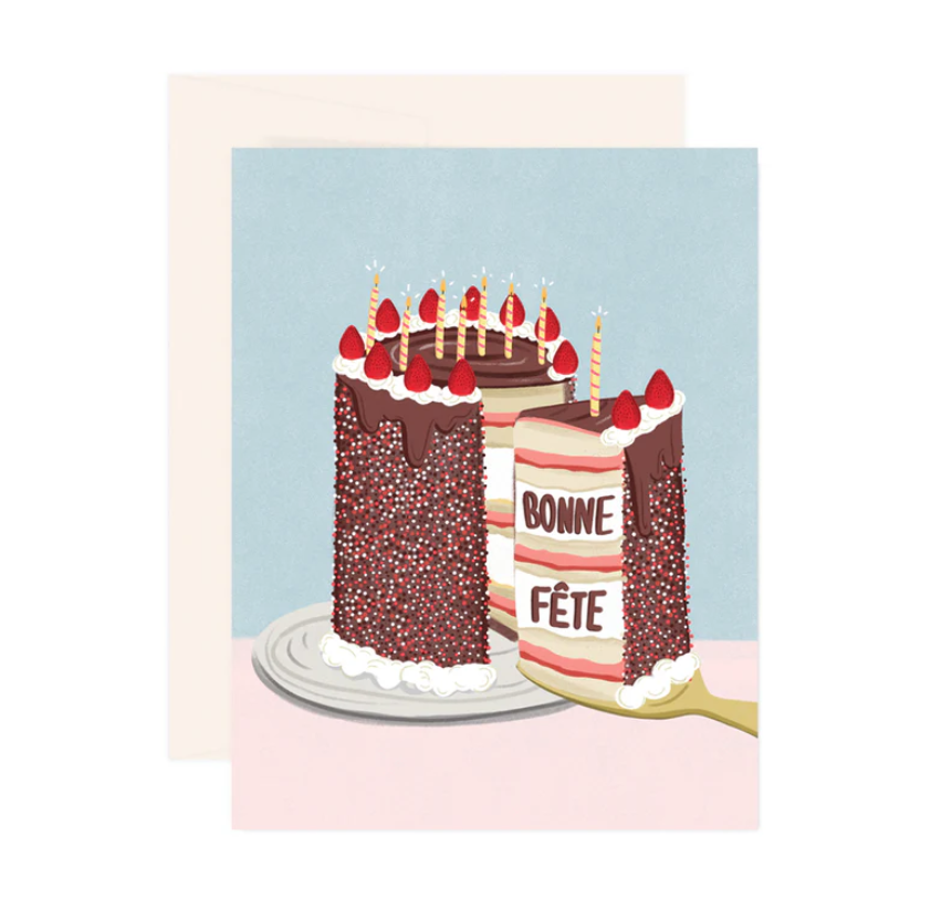 Greeting card - Bonne fête part de gâteau
