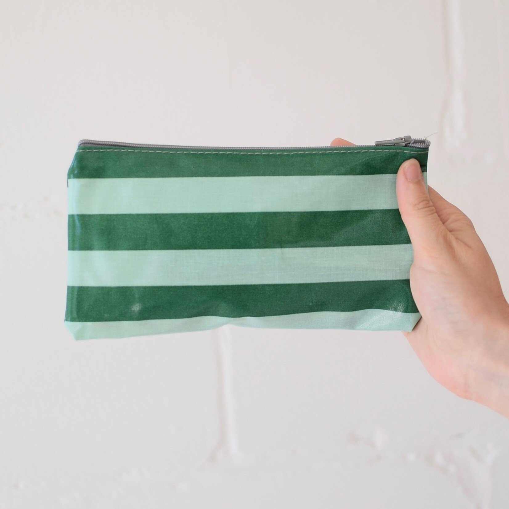 Striped waxed pouch