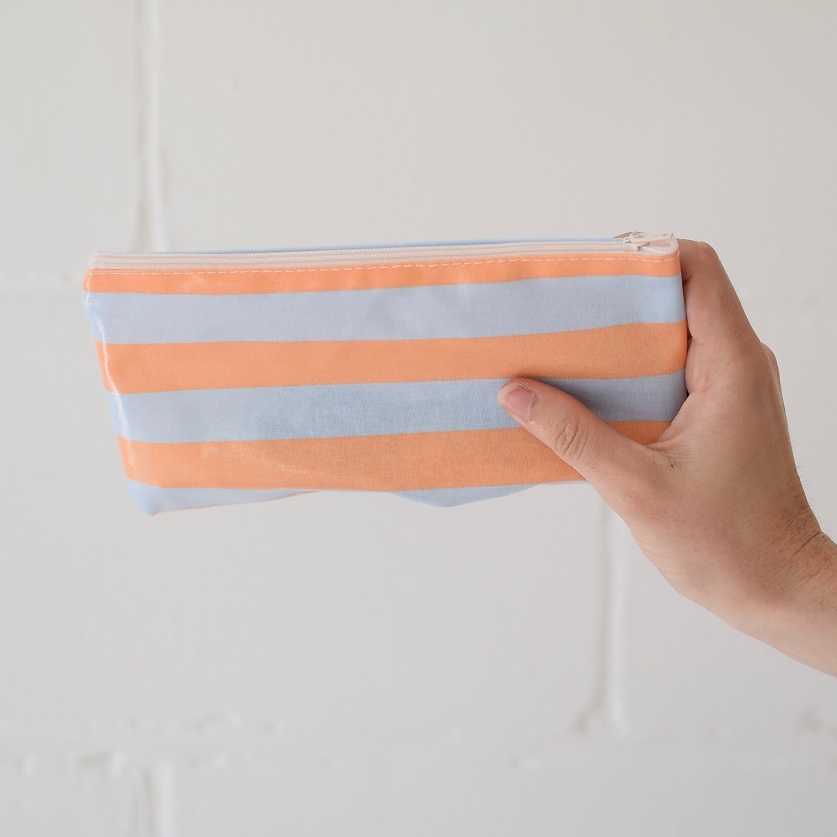 Striped waxed pouch