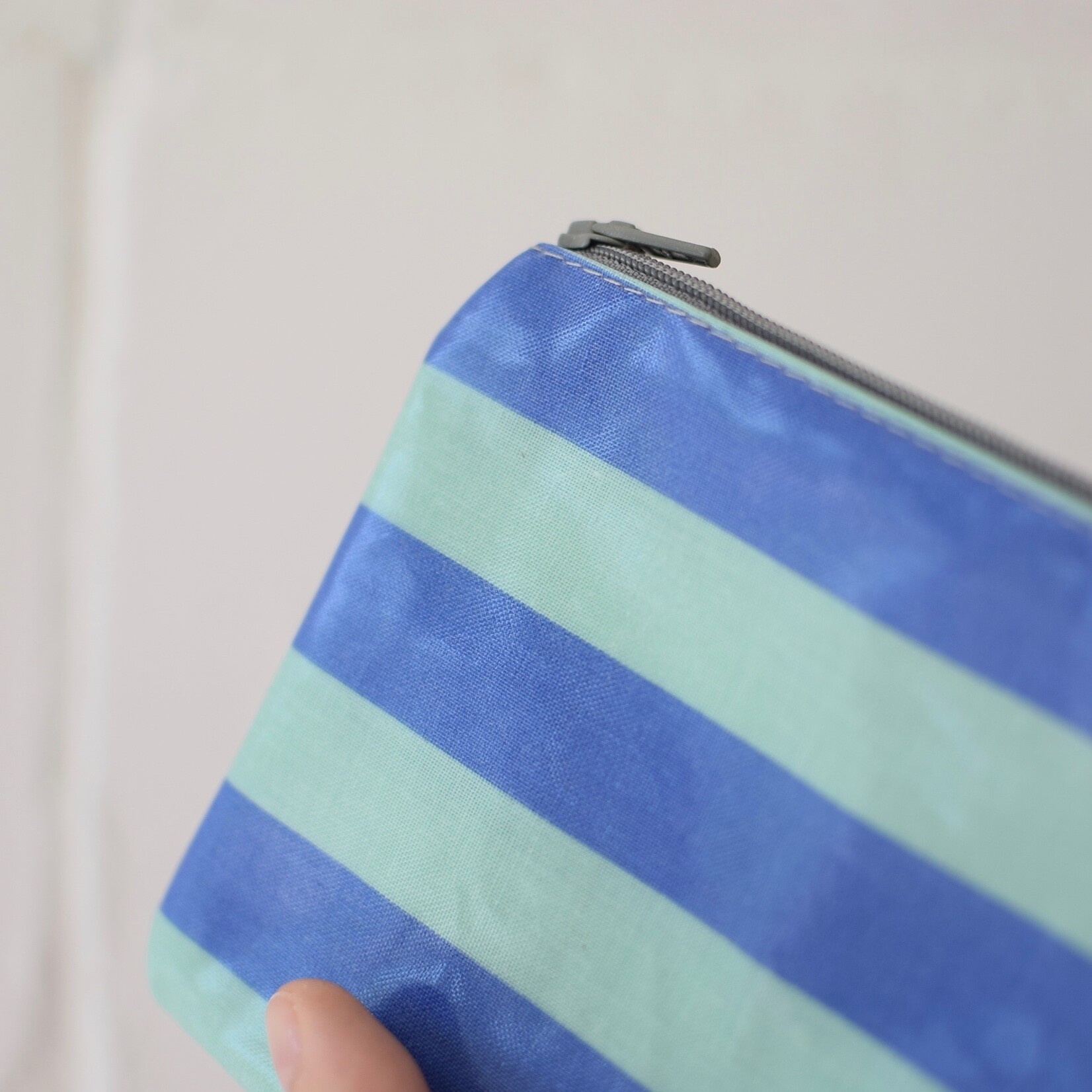 Striped waxed pouch