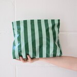 Green striped XL waxed pouch