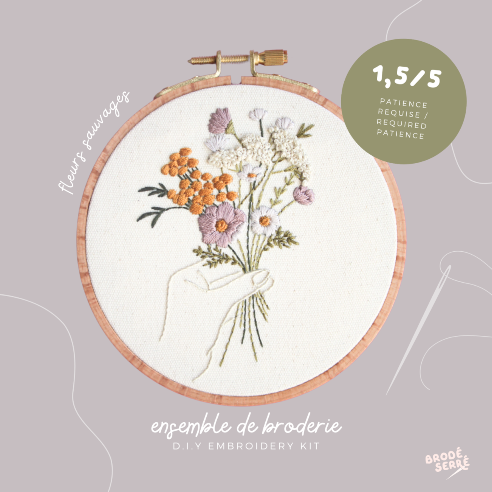 Boîte broderie D.I.Y. - Fleurs sauvages (couleurs neutres)