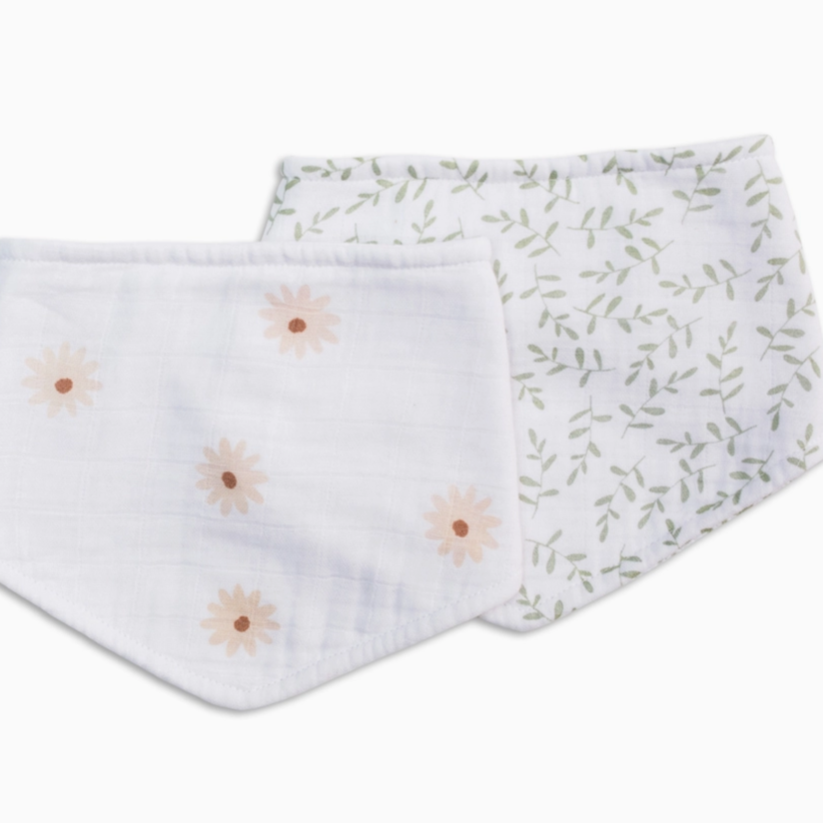 Bavoirs bandana - Marguerites/feuilles x2