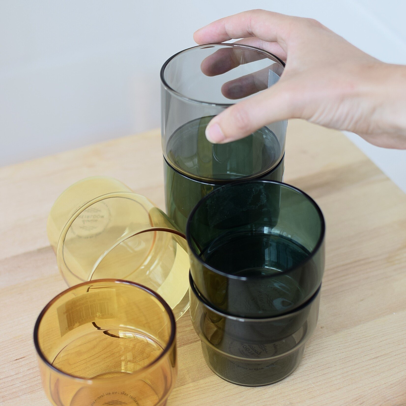 Stackable glass tumbler