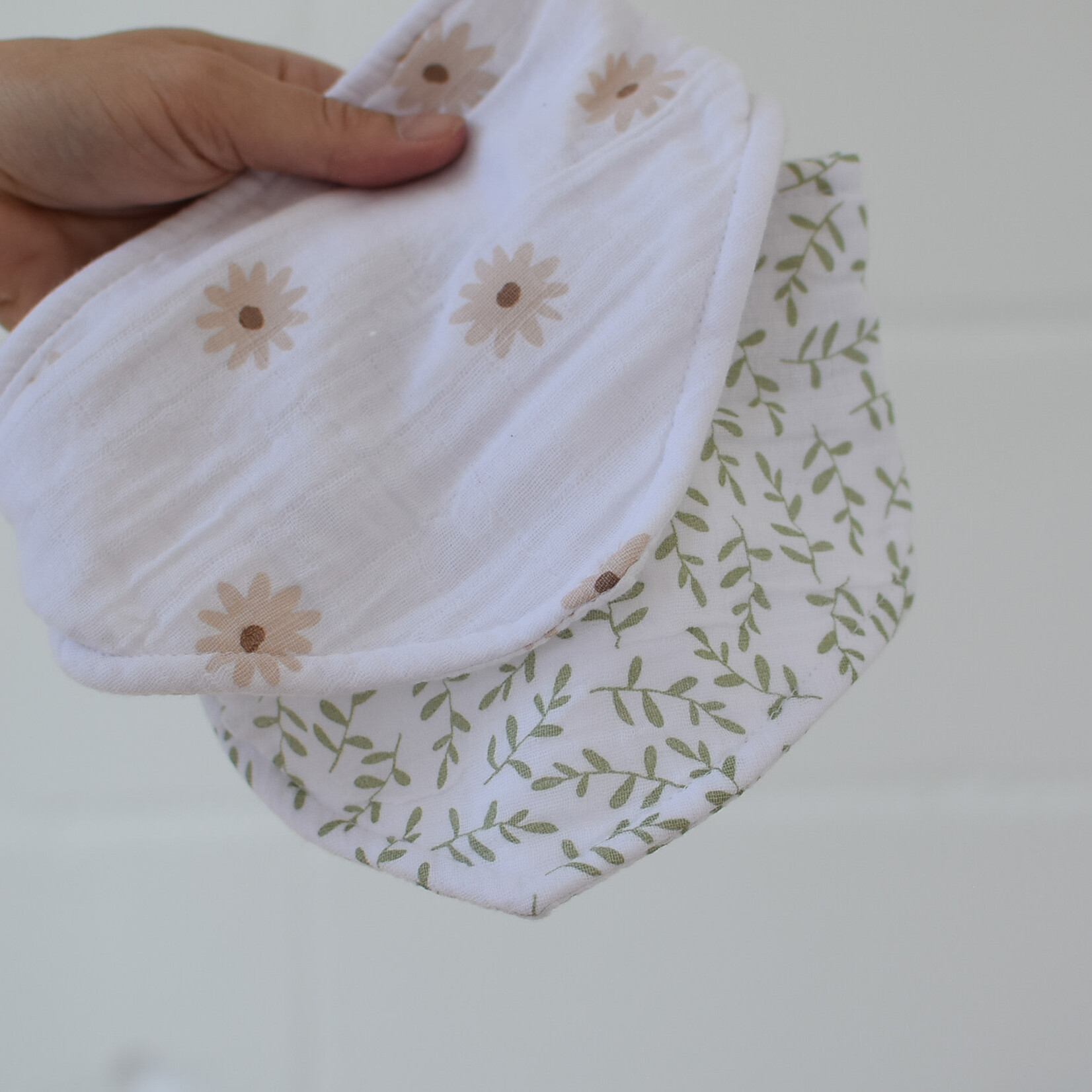 Bavoirs bandana - Marguerites/feuilles x2