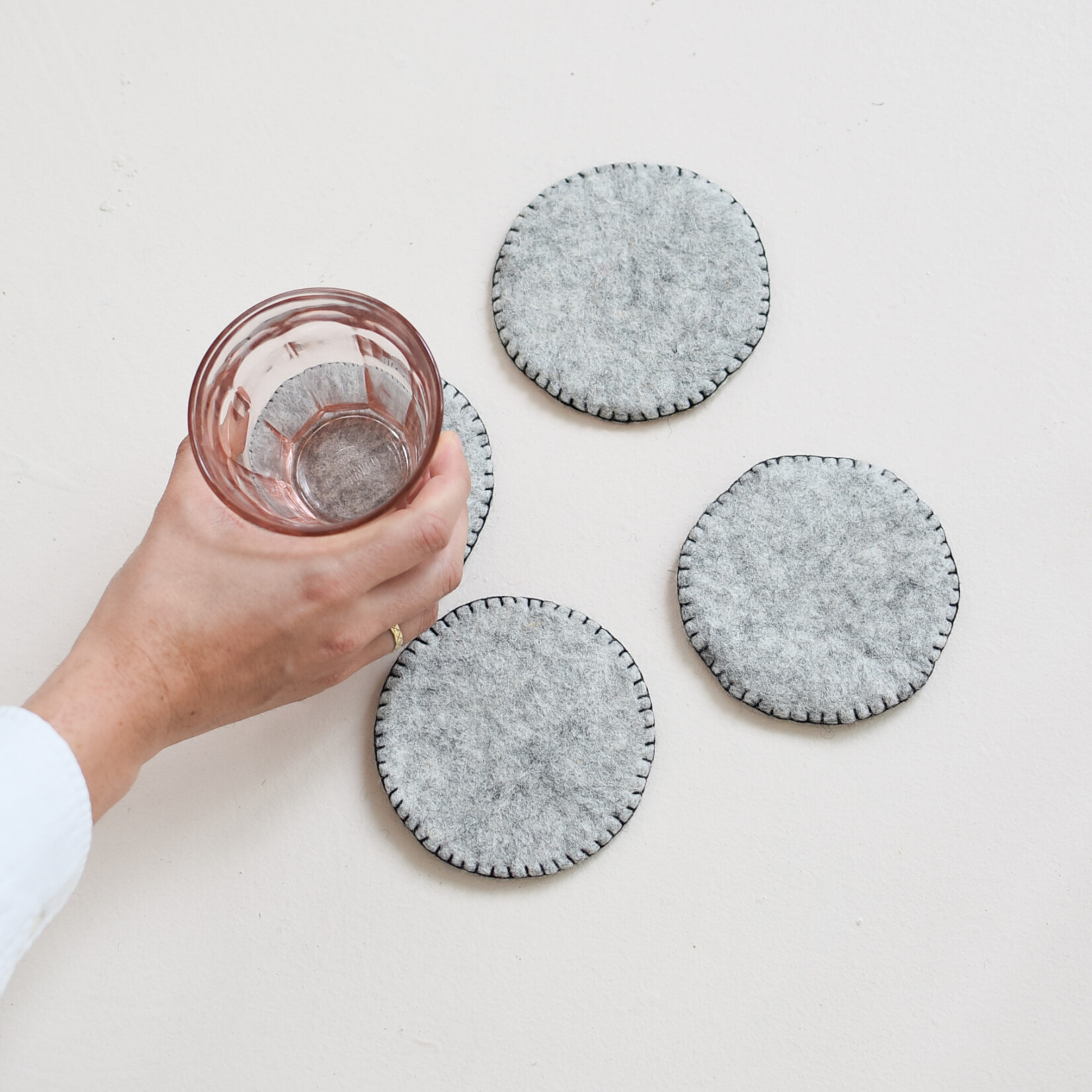Wool coasters (4) Grey