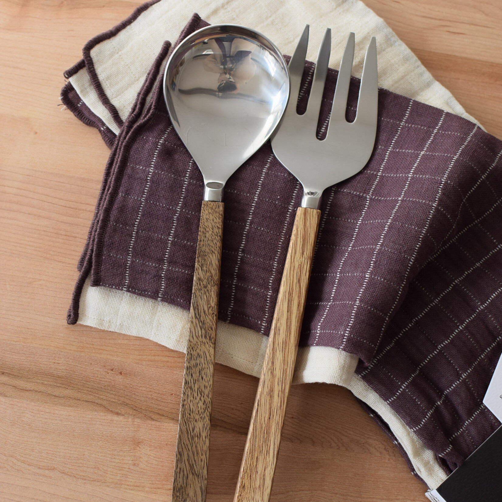 Duo couverts salade acier et bois