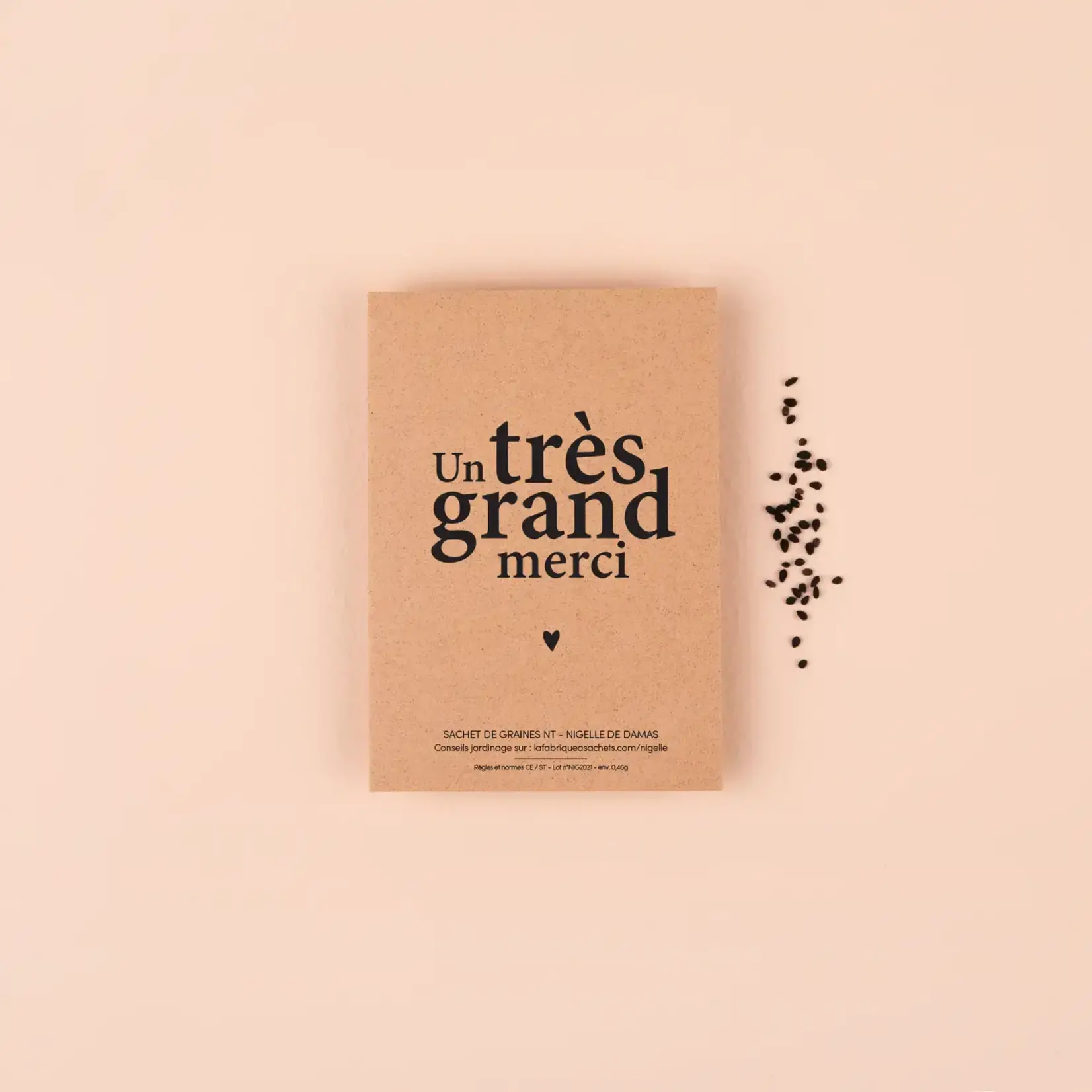 Seed Packet Card - "Un très grand merci" (Nigelle)
