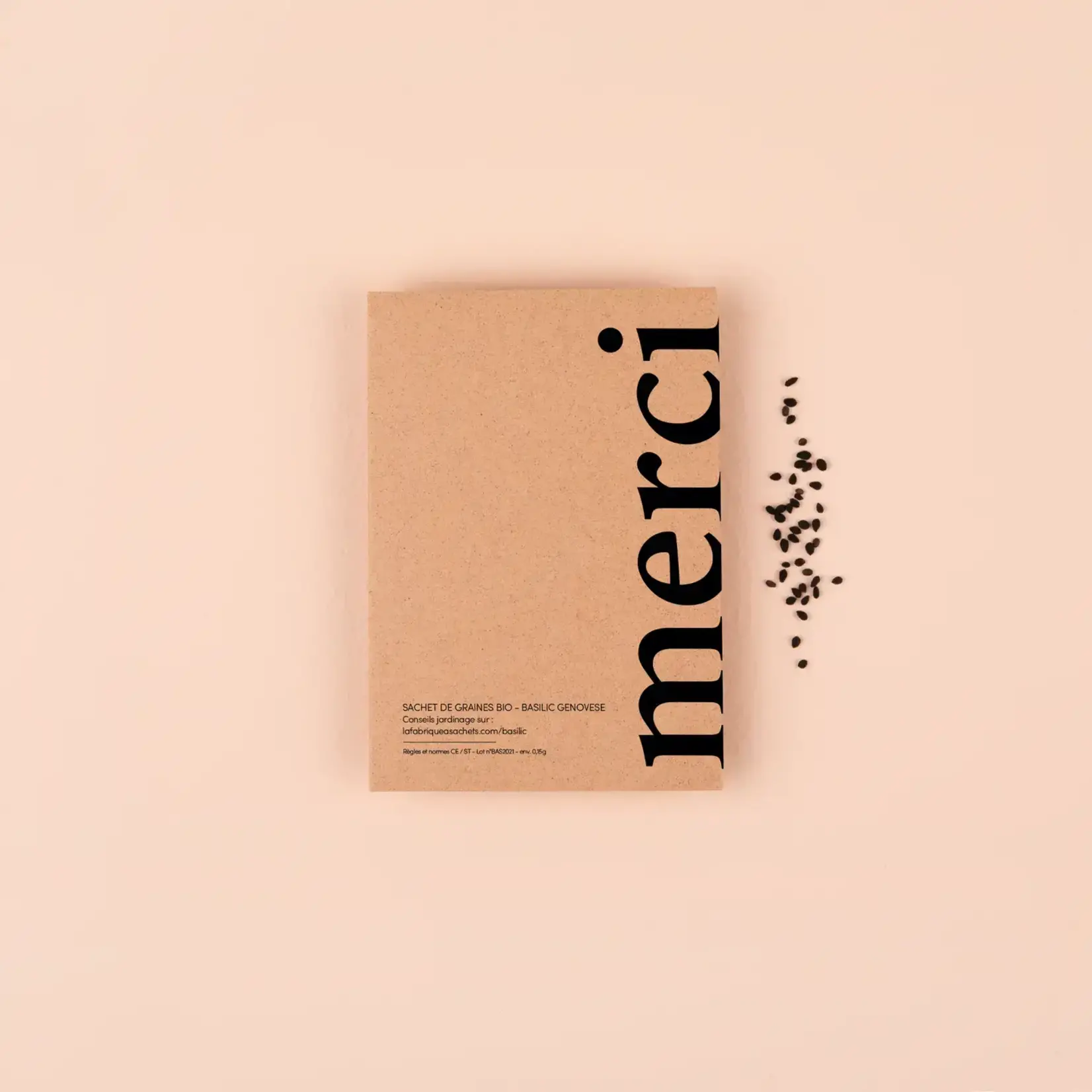 Seed packet - "Merci"  (vertical) (Basil)