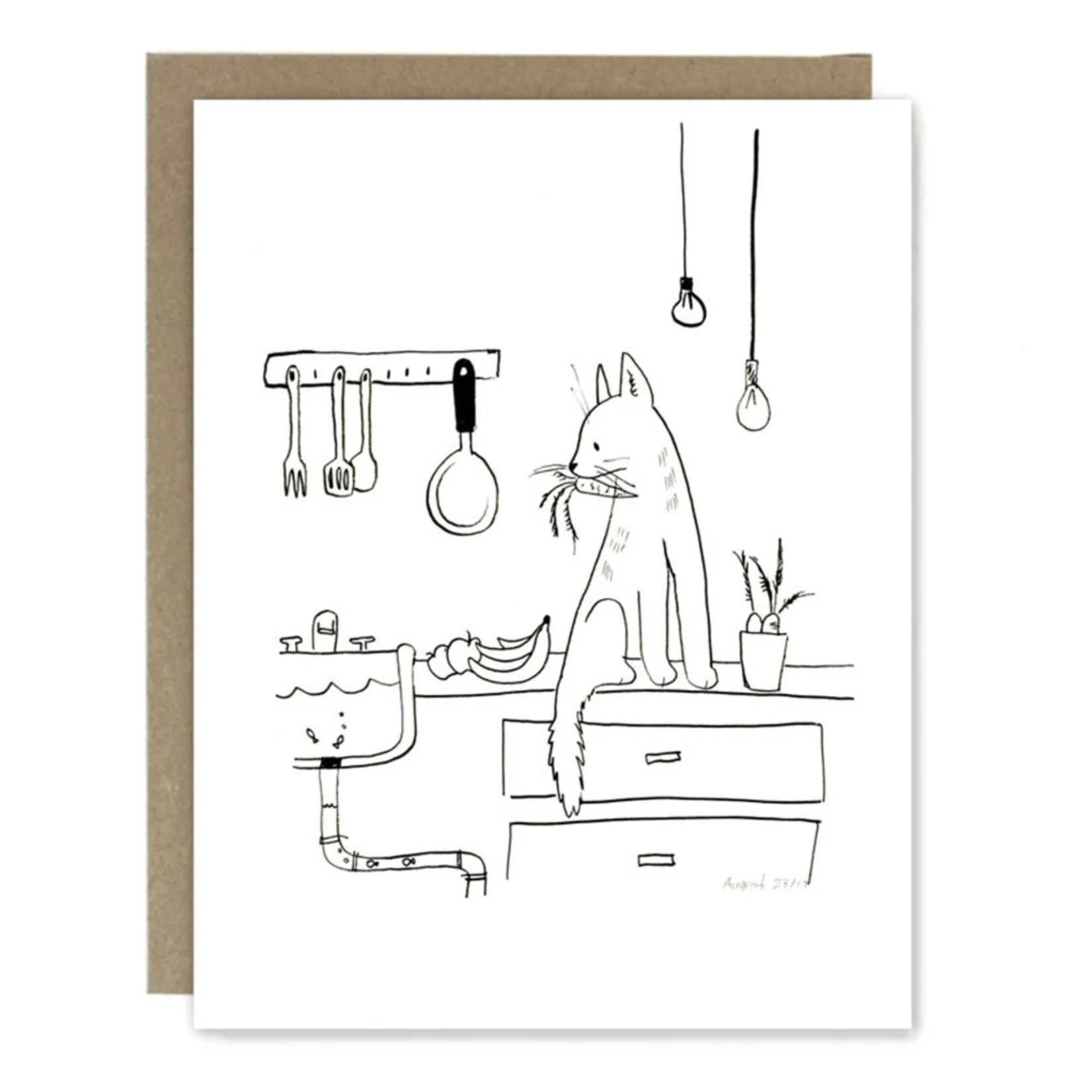 Greeting card - Chat dans la cuisine
