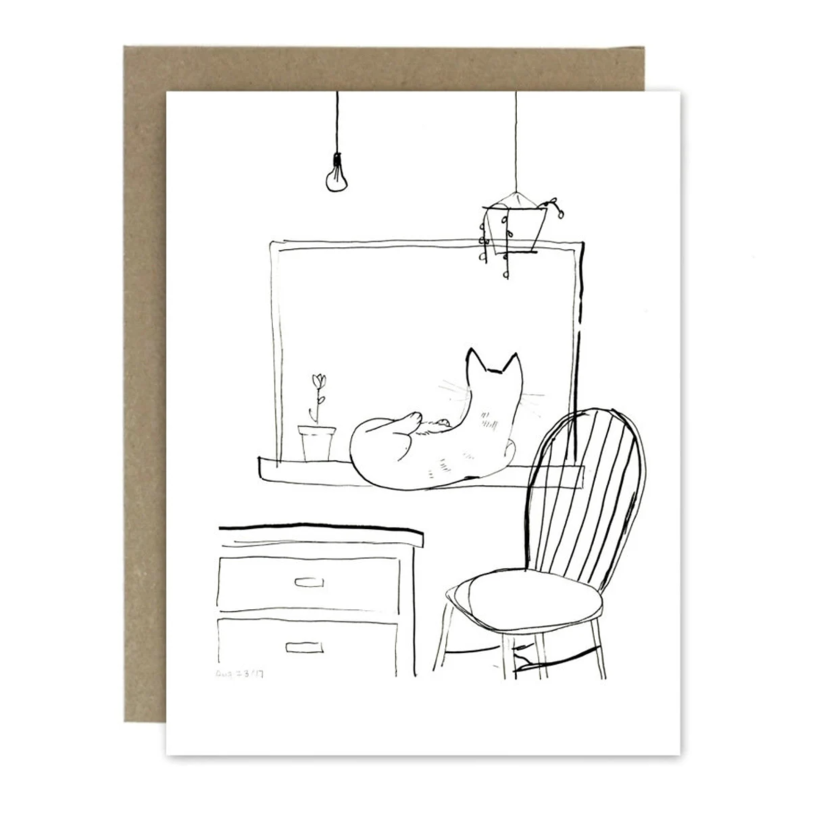 Greeting card - Chat devant la fenêtre